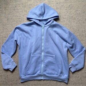 Relaxed Fit Purple Hoodie Sweatshirt with Full-Length Zipper